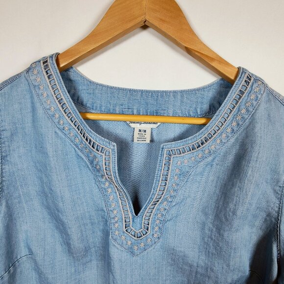 Tommy Bahama Women's Medium Embroidered Jean Tunic - Picture 3 of 8